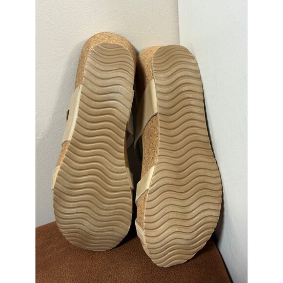 A. GIANNETTI COMFORT WEDGE SANDALS CORK SOLE BEIGE LEATHER STRAPS WOMENS SIZE 8 - Picture 7 of 9